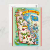Antieke geïllustreerde kaart van Delaware (Voorkant / Achterkant)