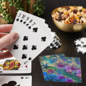 Antieke Geïllustreerde Pauw & Bloemen Grunge Pokerkaarten (Insitu)