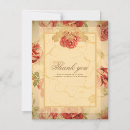 Antieke gele robuuste rode roos aangepaste trouw bedankkaart