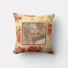 Antieke gele roestige rode roos op maat gemaakte t kussen