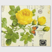 antieke gele rozen cadeaupapier (Vlak)