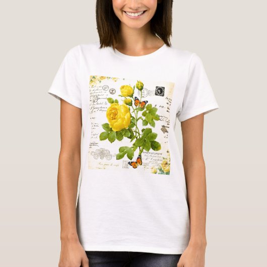 antieke gele rozen t-shirt (Voorkant)