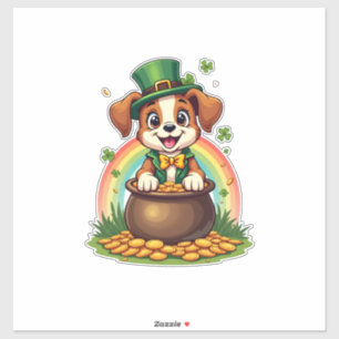 Antieke Geluksbrengende Kabouter Puppy Regenboog P Sticker