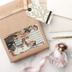 Antieke geneeskunde, kinderarts met patiënt rechthoekige sticker