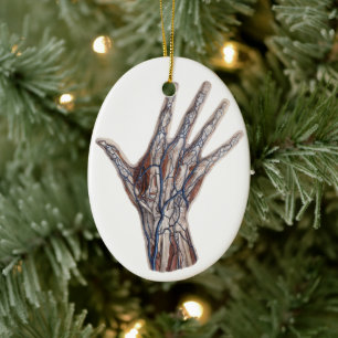 Antieke geneeskunde, menselijke anatomie hand ving keramisch ornament