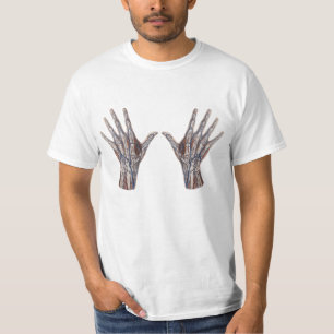 Antieke geneeskunde, menselijke anatomie hand ving t-shirt