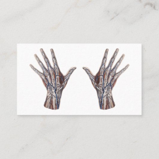 Antieke geneeskunde, menselijke anatomie hand ving visitekaartje (Achterkant)
