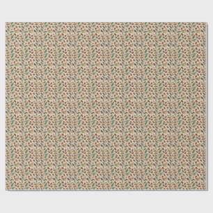 Antieke Geroosterde Koffiebonen & Bloemen Patroon Cadeaupapier