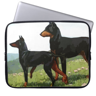 Antieke geschilderde Dobermanns Laptophoes Laptop Sleeve