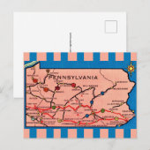 Antieke gestreepte kaart van Pennsylvania (Voorkant / Achterkant)