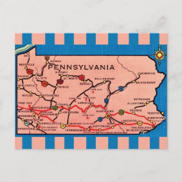 Antieke gestreepte kaart van Pennsylvania 