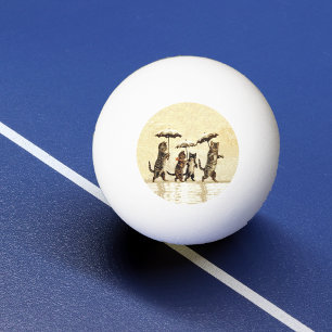 Antieke Gestreepte Katten Paraplu's Dansende Sneeu Pingpongbal