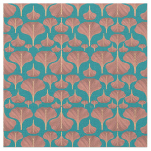 Antieke Ginkgo Turquoise Bloempatroon Stof