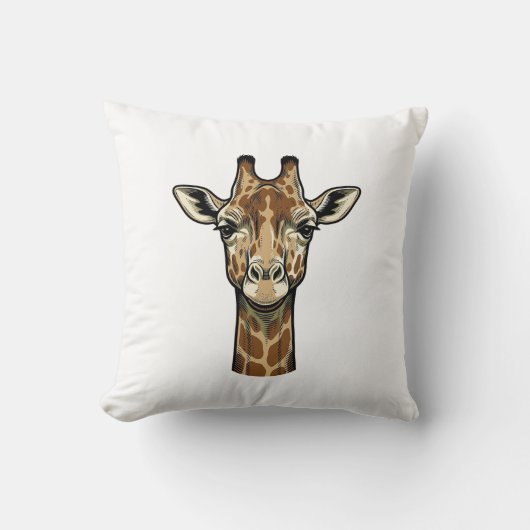 Antieke Giraffe Gravure Vector Kunst Design_1 Kussen (Voorkant)