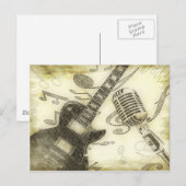 Antieke gitaar en microfoon briefkaart (Voorkant / Achterkant)