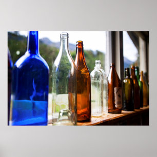 Antieke glazen flessen poster