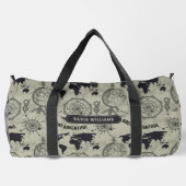 Antieke Globe Kompas Wereldkaart Aangepaste Reis Plunjezak (Achterkant)