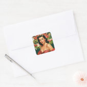 Antieke gok-pin-up vierkante sticker (Envelop)