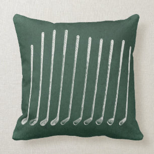 Antieke Golfclubs Kunst Vintage Groen Stijl Kussen