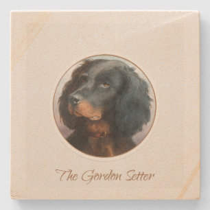 Antieke Gordon Setter Stenen Onderzetter