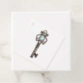 Antieke Gotische Blauwe Edelsteen Sleutel Bedankjes Labels (In situ)