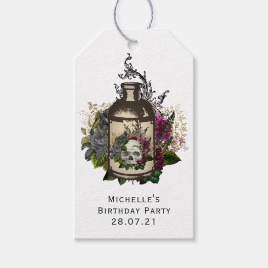 Antieke gotische bloempotfles cadeaulabel (Voorkant)