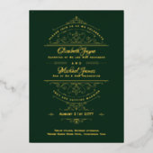 Antieke goud folie Regency groene versierde trouw- Folie Uitnodiging (Voorkant)