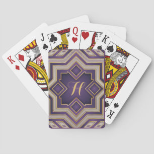 Antieke Gouden Barok Geometrische Initiaal Ontwerp Pokerkaarten