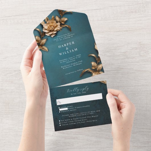 Antieke gouden bladervorm uitnodiging aangehecht a (Afscheurbaar)