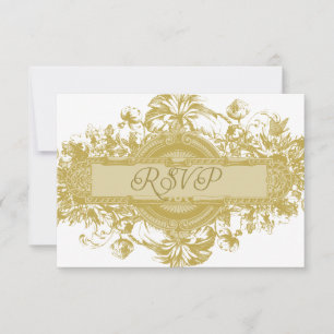 ANTIEKE GOUDEN BLOEMEN Huwelijks RSVP Kaart