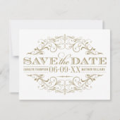 Antieke Gouden Bloemige Trouw Save The Date