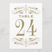 Antieke Gouden Bloemrijke Tafel Nummerkaart Kaart (Achterkant)
