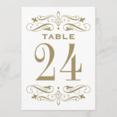 Antieke Gouden Bloemrijke Tafel Nummerkaart Kaart (Voorkant)