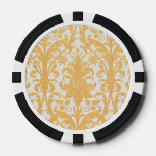 Antieke Gouden Damast Bloem Bruiloftspatroon Poker Chips