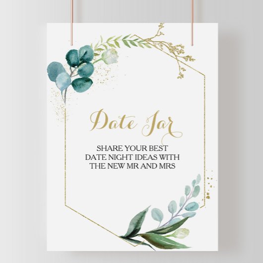 Antieke gouden en groene eucalyptus datum pot bord poster