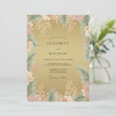 Antieke Gouden Eucalyptus Bruiloft Kaart (Staand voorkant)