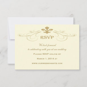 Antieke Gouden Fleur de Lis Trouw RSVP Kaarten Kaartje