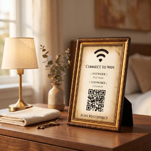 Antieke Gouden Frame WiFi Wachtwoord Plaquette Fotoplaat