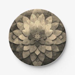 Antieke gouden mandala-kunst gestructureerde bloem papieren bordje