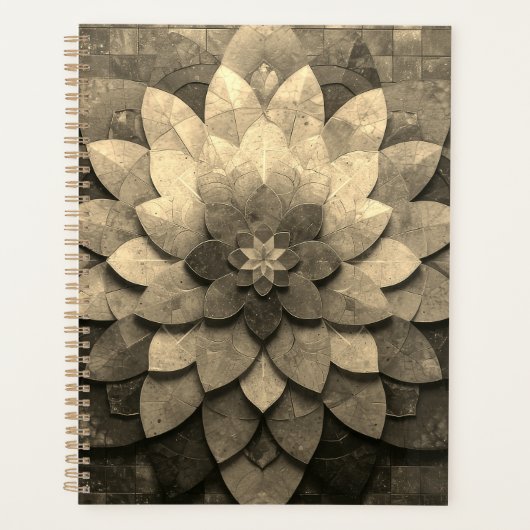 Antieke gouden mandala-kunst textuur bloem planner (Voorkant)