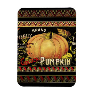 Antieke Gouden Pompoen Kist Label: Antieke Herfst Magneet