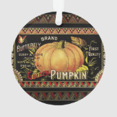 Antieke Gouden Pompoen Kist Label: Antieke Herfst Ornament (achterkant)