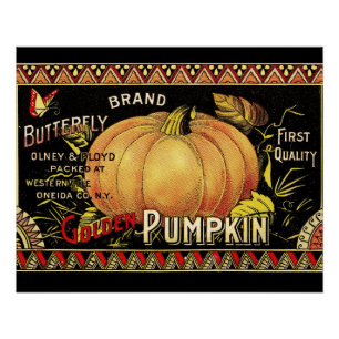 Antieke Gouden Pompoen Kist Label: Antieke Herfst Perfect Poster