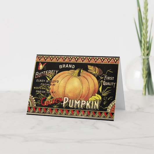 Antieke Gouden Pompoen kratlabel: Antieke Herfst Kaart (Voorkant)
