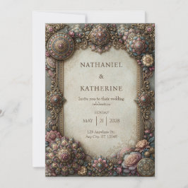 Antieke Gouden Roos Mandala Frame Bruiloft Kaart