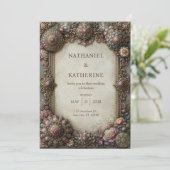 Antieke Gouden Roos Mandala Frame Bruiloft Kaart (Staand voorkant)