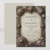 Antieke Gouden Roos Mandala Frame Bruiloft Kaart (Voorkant / Achterkant)