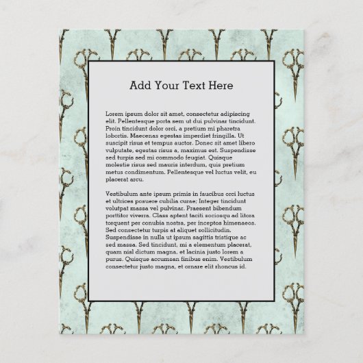 Antieke Gouden Schaar Vintage Kapper Kapsel Flyer (Voorkant)