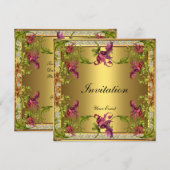 Antieke gouden Victoriaanse bloemenframe Kaart (Voorkant / Achterkant)