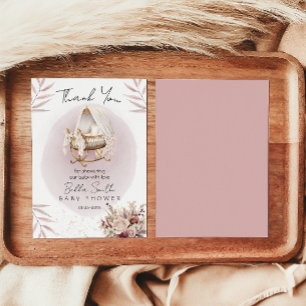Antieke gouden wieg baby shower bedankkaart